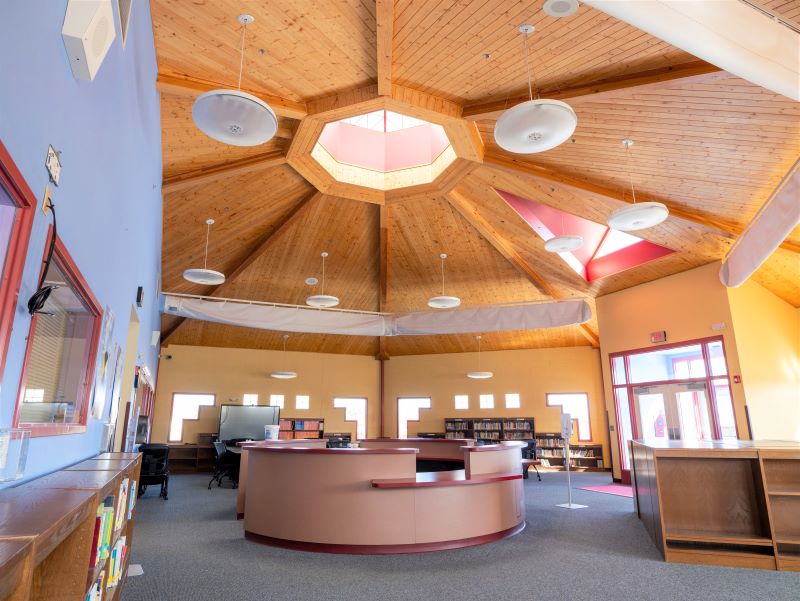 library desk at Mariano Lake Community School